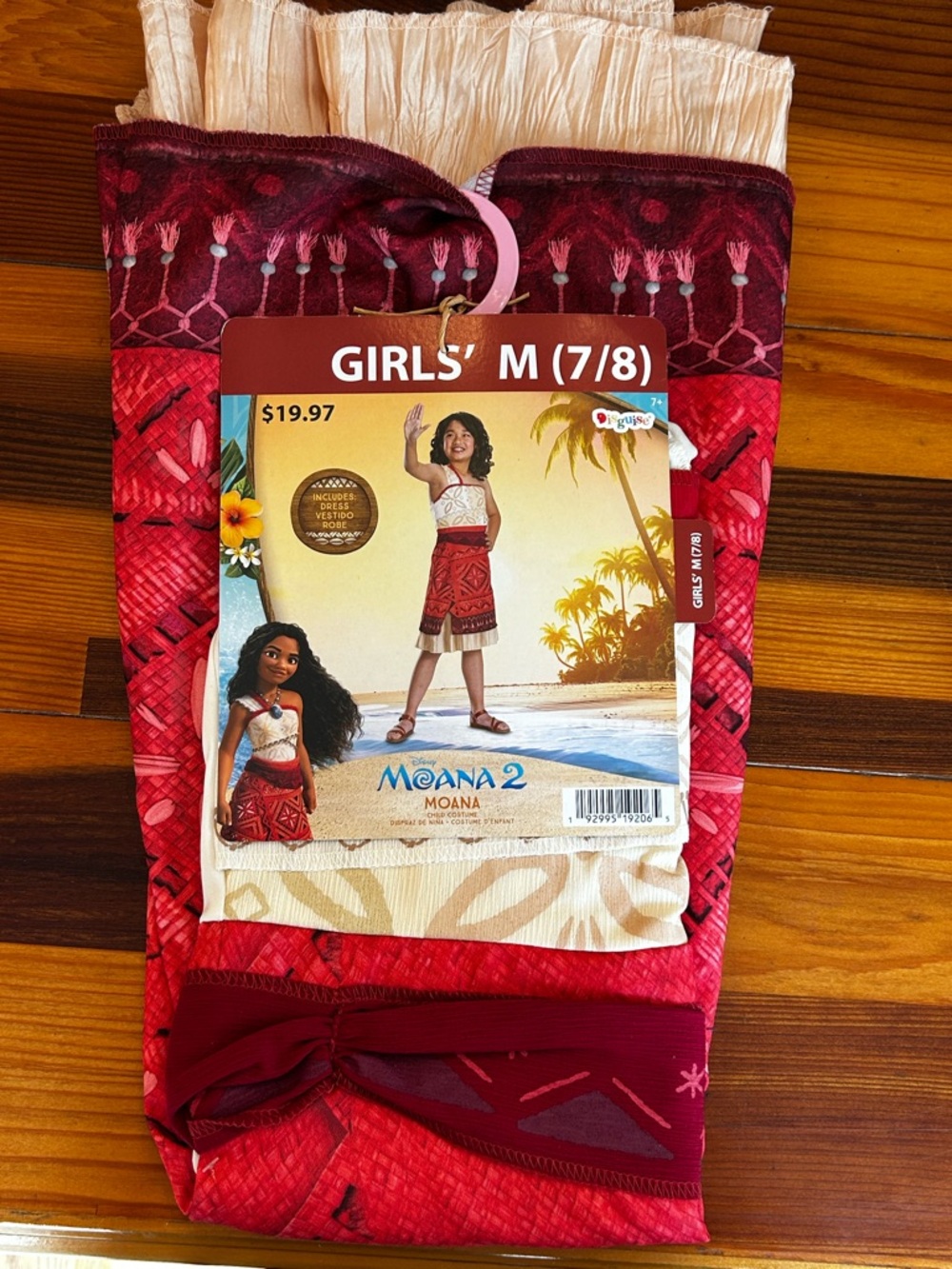 Disguise Girls' Red and Cream Moana 2 Patterned Skirt - Size M (7/8)